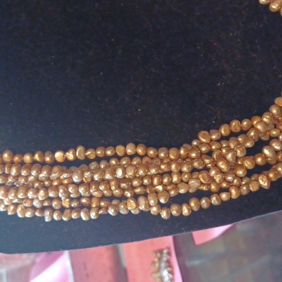 GENUINE BAROQUE PEARLS 925 STERLING SILVER, 8 STRANDS, 17 INCHES, 21mm, LIKE NEW - Picture 3 of 4